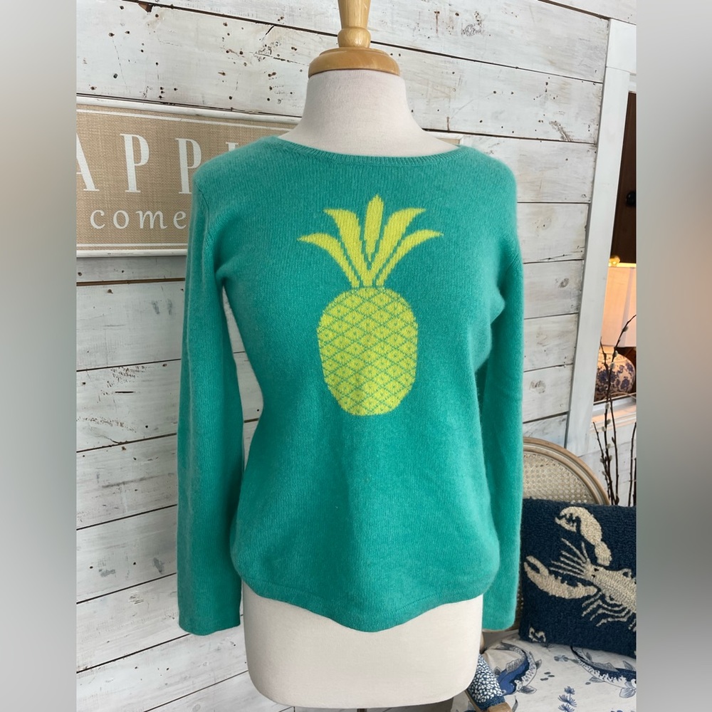 HANNAH ROSE Cashmere Pineapple Intarsia Sweater